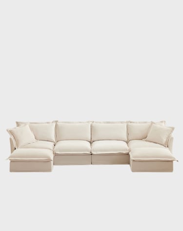 173.2 Inch Modular Cloud, 4 Seater Deep Seat Cloud Sofa, Chenille/Corduroy, U-Shape Sofa with Two Ot