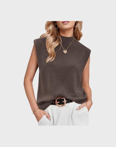 Arach&Cloz Women's Wool Blend Mock Neck Sweaters Vest Business Casual Trendy Tops Fall Outfits 2025