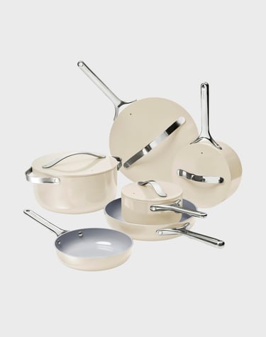 Caraway Deluxe Nonstick Ceramic Cookware Set (16 Piece) Pots, Frying Pans, Lids and Kitchen Storage