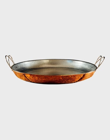 Sertodo Copper Alicante Paella Cooking Pan | 18 inch diameter | Patented Stainless Steel Handle Desi