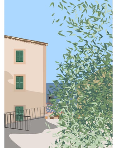 Banyalbufar Mallorca - olive tree in front of the sea 