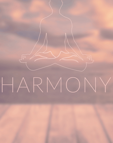 Dessin d'un corps qui médite et mot "Harmony" - Nathalie Collet Voix Son Vibration