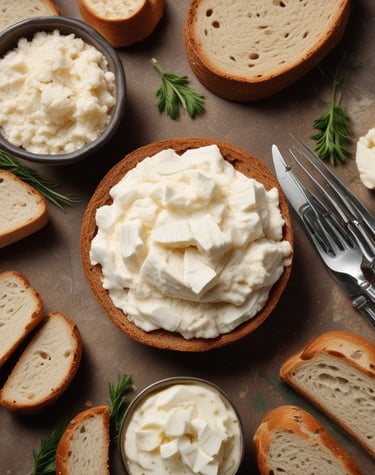 A rustic market stall displays an array of artisanal cheeses, including a large wheel of Parmesan cheese prominently placed with several smaller rounds stacked on top. Nearby are assorted salamis wrapped in various packaging. Bottles of olive oil, jars of preserved goods, and other gourmet items fill the background, creating a rich, gourmet setting.