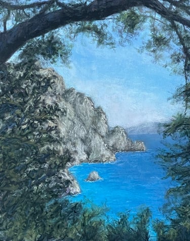 Pastel sec - Vue depuis Capri