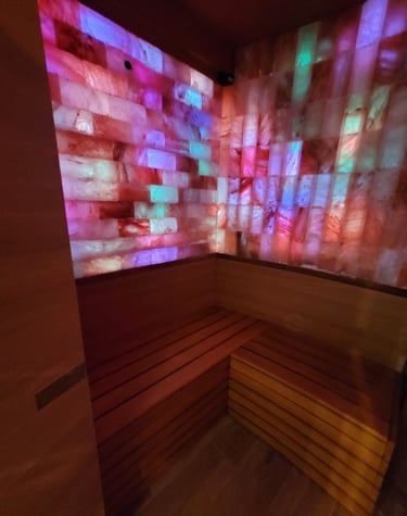 sauna avec mur de sel