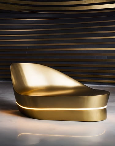 Nobella Stream – golden avant-garde design with flowing elegance and modern luxury sofa