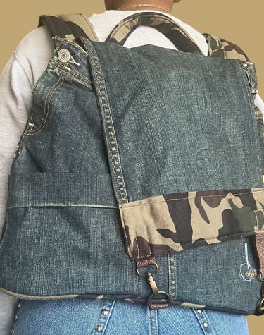 Denim Conversions handmade denim backpack