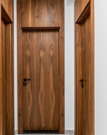 a wooden door with a wooden door and a door handle