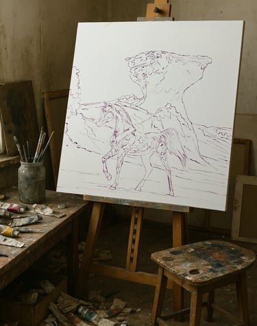 Horse Painting Sketch By Maamar Tazi