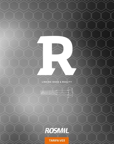 Catálogo de tornillería Rosmil Tarifa V23 para suministros industriales.