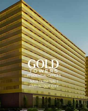 a building with a gold tower in the background