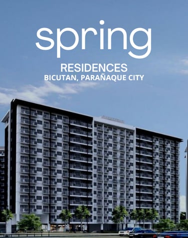 a large apartment building with a large building in the background