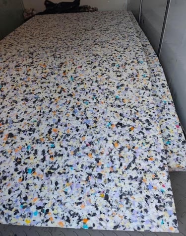 Goma espuma compactada, prensada, aglomerado. Goma espuma alta densidad.