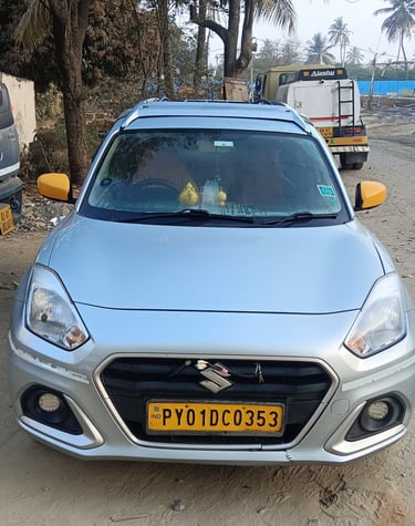 ​Clean and well-maintained Swift Dzire petrol car ready for South India Drop Taxi ride