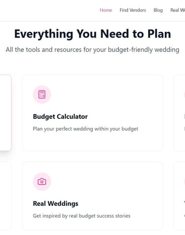a website page with a list of wedding planning tips