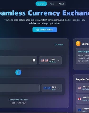 a website page with a currency exchanger