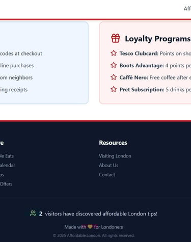 a website page with a list of money saving apps in london
