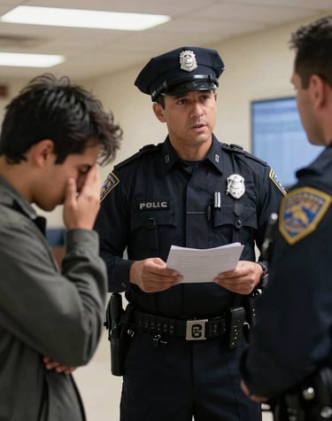 A group of officers attentively participating in a leadership workshop in a modern conference room.