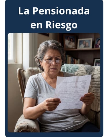Mujer pensionada preocupada buscando corregir errores de pensión ISSSTE