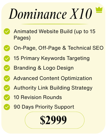 Dominance X10 premium web design and SEO package
