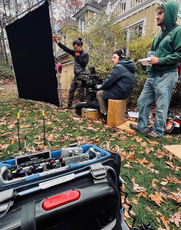 Sound bag with camera and grip team.