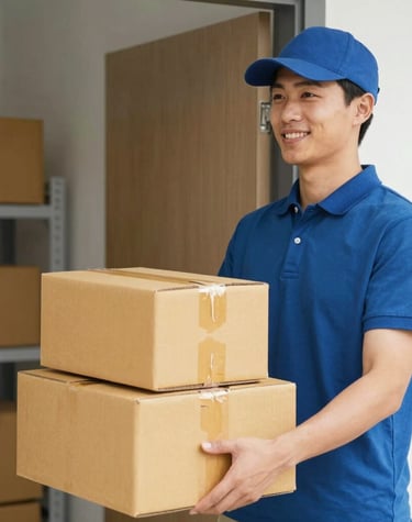 A neatly arranged shelf displaying various ready-to-ship products.