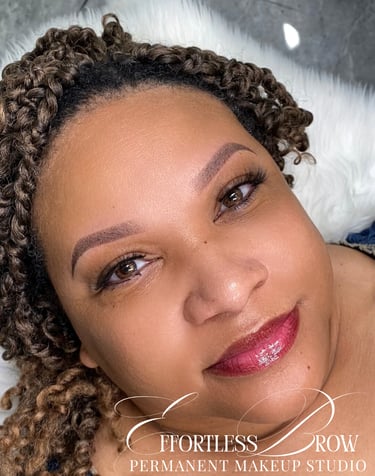 The initial result of nano ombre brows, adding beautiful definition for a client in Allen, TX.
