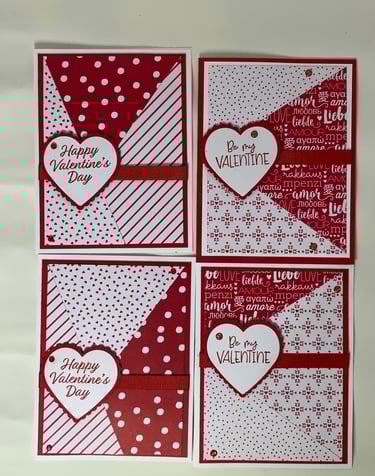 Set of 4 coordinating Valentine Cards