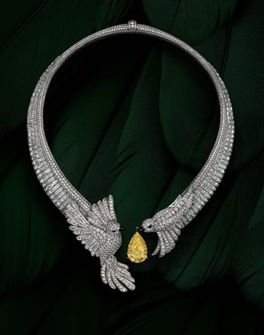 Graff necklace with 13.51-carat yellow diamond and white diamonds.