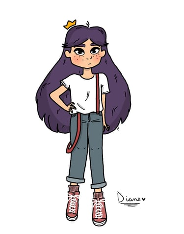 a cartoon girl with a crown on her head. Diane Mulolo Faida