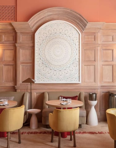 Elegant dining space at Hélène Darroze, The Connaught – luxury meets culinary excellence in London.