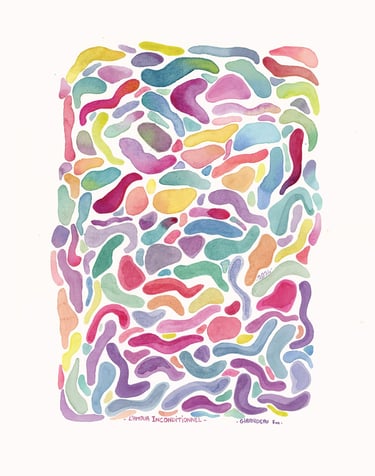 Aquarelle abstraite, formes géométriques, art contemporain