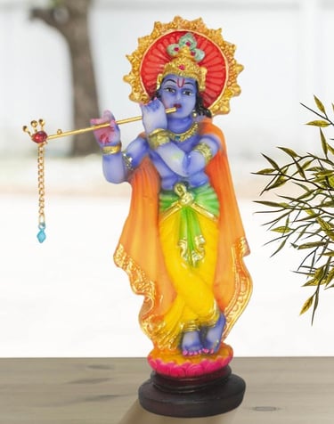 A handcrafted statue of Shri Krishna