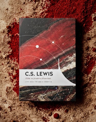 C.S. Lewis Beyond the Silent Planet book cover on a red and sand textured background.