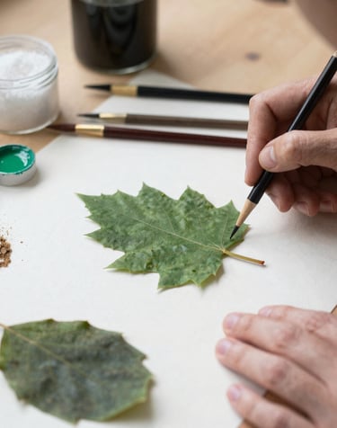 Un artista utiliza un pincel con depósito de agua y una paleta de acuarelas para pintar