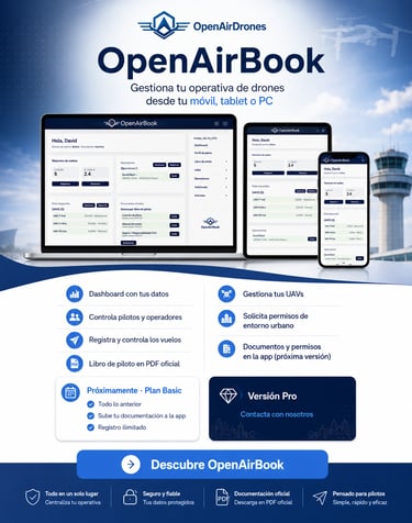 Imagen promocional de OpenAirBook de OpenAirDrones, aplicación para gestionar la operativa de drones