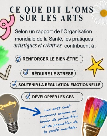 OMS organisation mondiale santé arts bienfaits