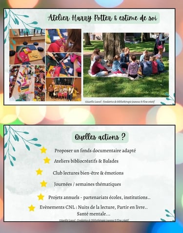 atelier bibliothérapie jeunesse enfants activité créative livres