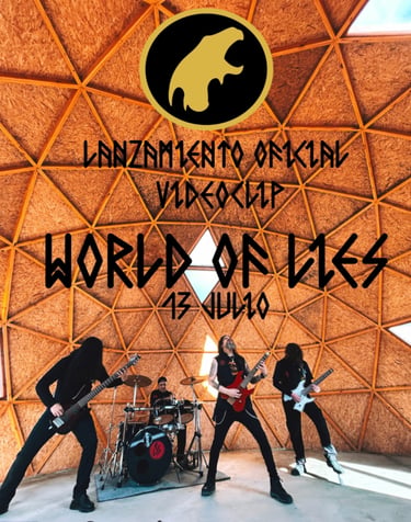 Heavy metal band World of Lies performing inside a wooden geodesic dome for their official music video launch.