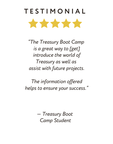 Treasury Boot Camp Client Testimonial - Projects