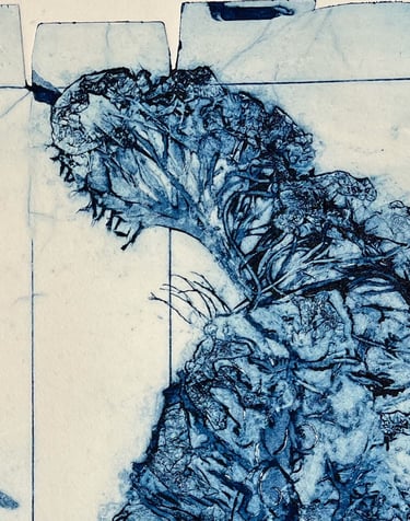 Detail of Peacock collagraph