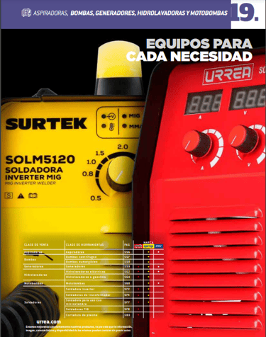 equipos como aspiradoras, hidrolavadoras