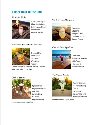 Summer themed cocktail menus for St Louis birthday party 