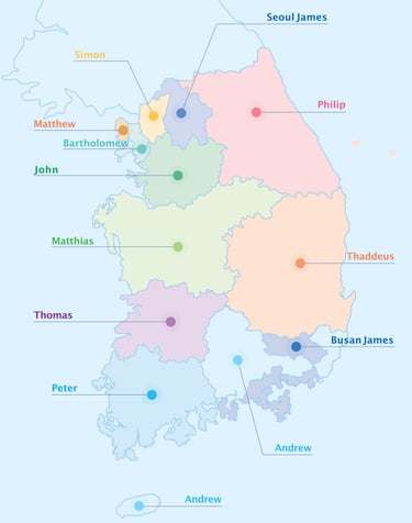 Um mapa da Coreia