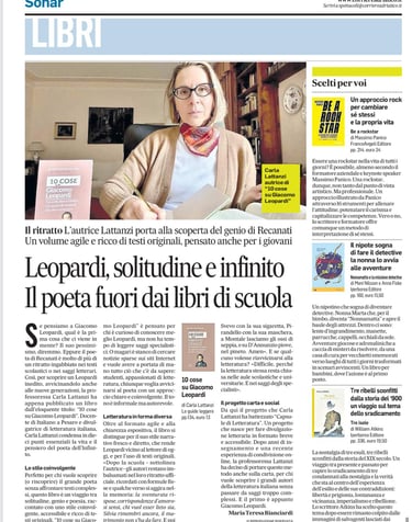 Corriere Adriatico, articolo sul libro "10 cose su Giacomo Leopardi"