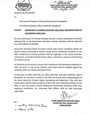 Punjab summer vacations notification 2026.