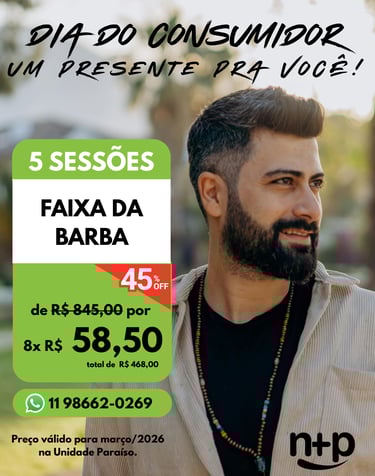 Depilação a Laser Não+Pelo Paraíso: 8x de R$ 58,50 - Faixa da Barba