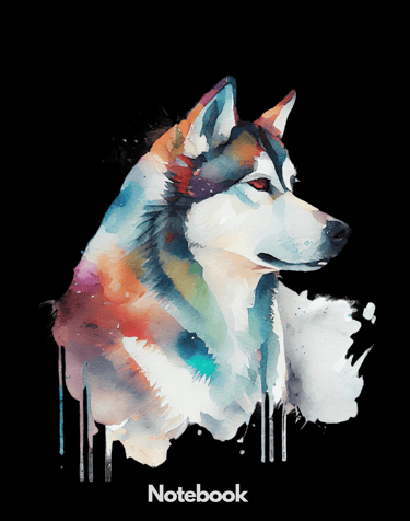 Husky watercolor on a black background