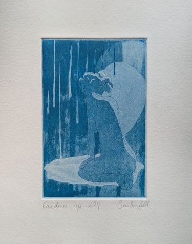 Eau douce nue gravure aquatine