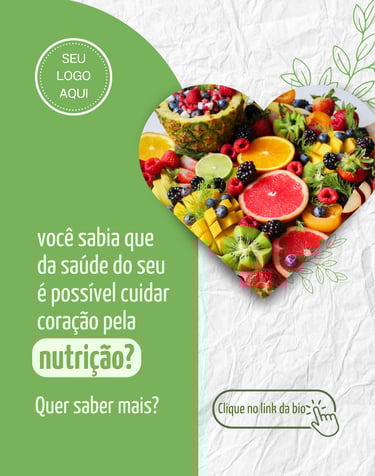 arte para instagram com um coração cheio de frutas